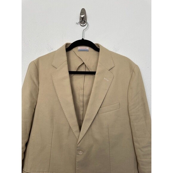 GANT Linen Cotton Unstructured Two Button Blazer Beige Tan Wedding Men's Size 52 - Picture 2 of 11